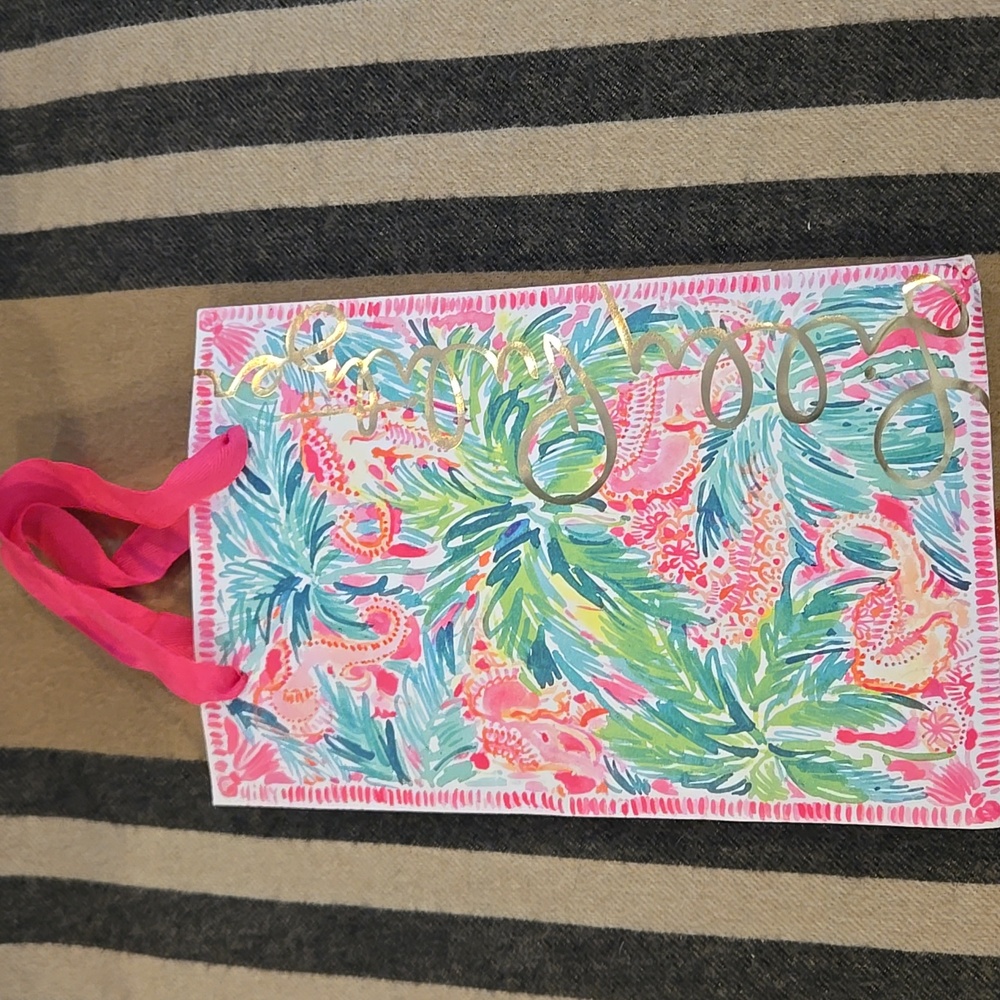 Lilly Pulitzer Rare PinkGreen Leather Clutch NWOT - Picture 11 of 11